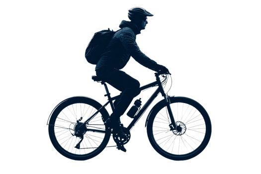 Cyclist riding a mountain bike in silhouette form png