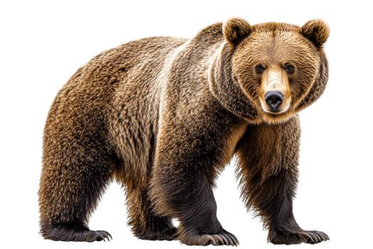 Bear standing on transparent background in natural pose png