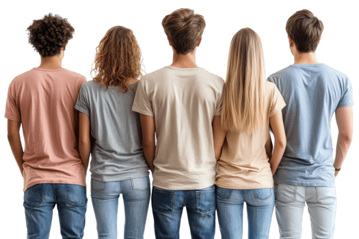 Young adults in casual clothes on transparent bg png