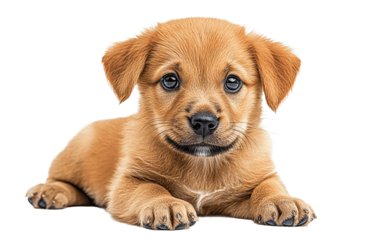 A small, adorable puppy with golden brown fur is lying down png