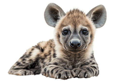 Cute hyena cub relaxing with a playful expression png