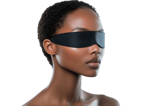 Elegant model with blindfold against transparent background png
