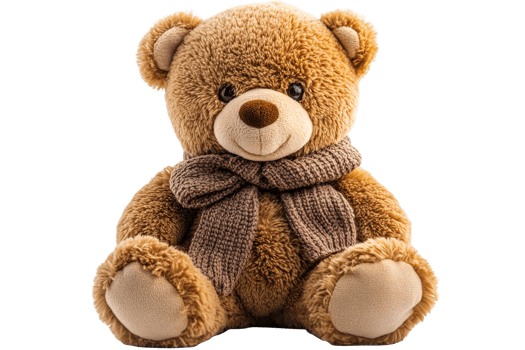 Cute teddy bear with scarf on a transparent background png