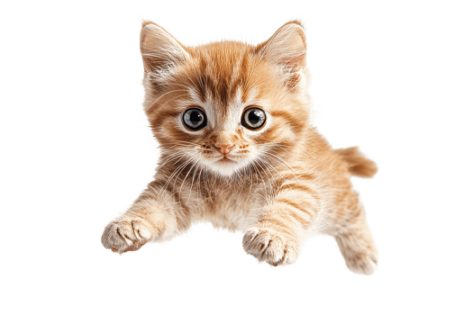 Cute orange kitten jumping with playful energy png