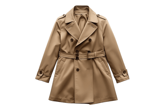 Stylish beige trench coat with a classic design png
