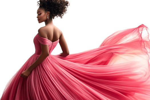 Elegant woman in pink dress, transparent background png