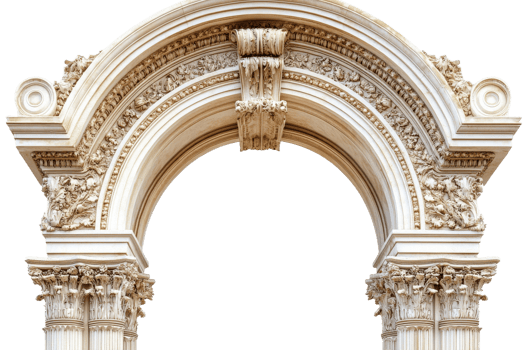Architectural arch with intricate carvings and details png