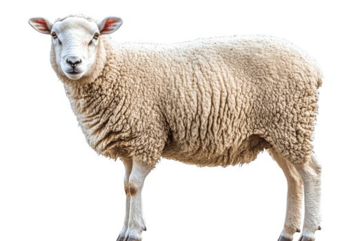 Sheep standing on a transparent background for design use png