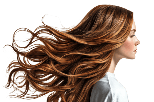 Girl with long hair on transparent background png