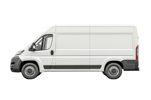 Delivery van parked on an urban street in the afternoon png
