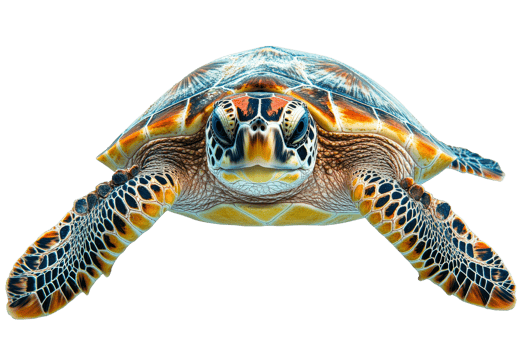 Colorful sea turtle gliding through clear waters png