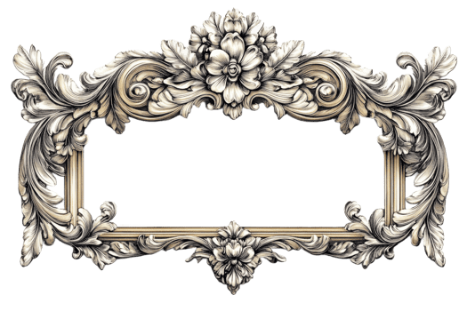 Ornate floral frame design with transparent background png