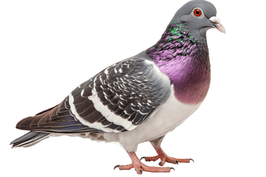 Colorful pigeon standing on transparent background png