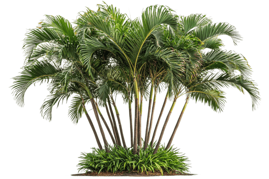 Lush tropical palm cluster with vibrant green foliage png