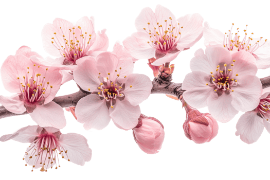 Beautiful cherry blossom branch with pink flowers in bloom png