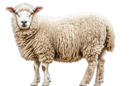 Cute sheep standing on a transparent background png