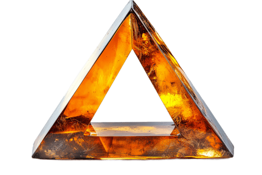Amber crystal triangle with transparent background png