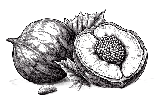 Detailed illustration of squash with open and closed views png