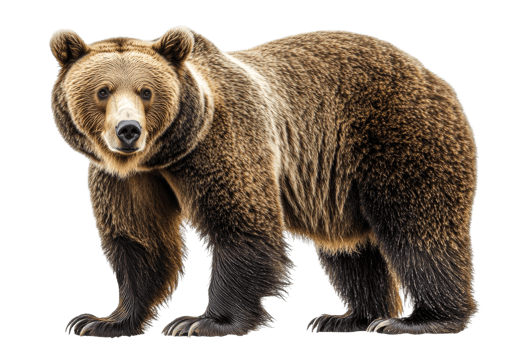 Grizzly bear standing on a transparent background png