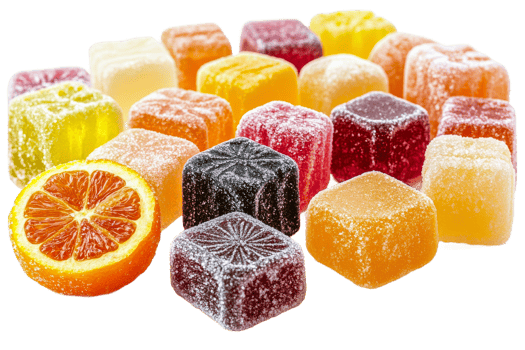 Colorful gummy candies on transparent background png