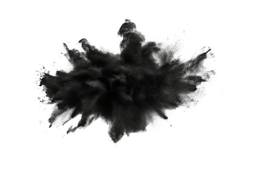 Black powder explosion on transparent background png