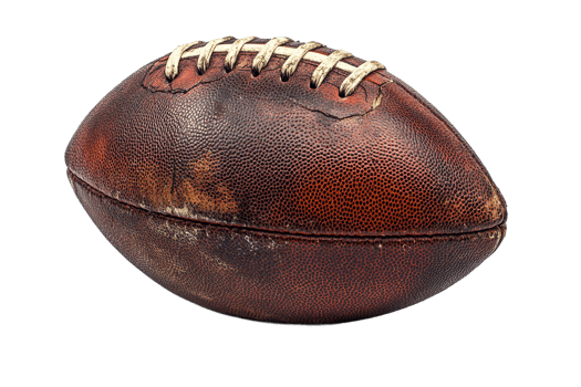 Old leather football with visible wear and tear png
