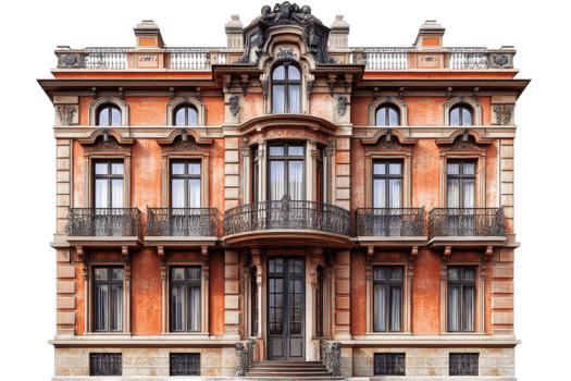 Historic building with intricate architecture png