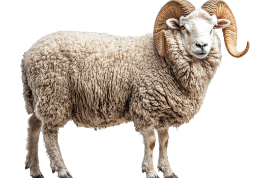 Ram with curled horns on transparent background png