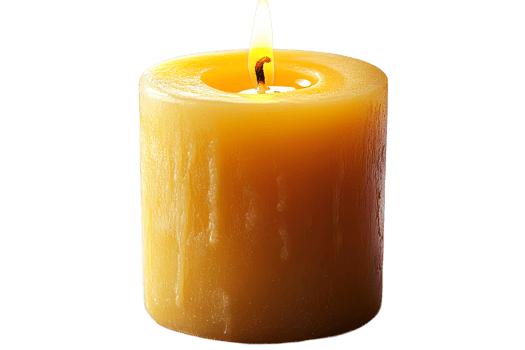 Warm candle glowing softly against a transparent background png