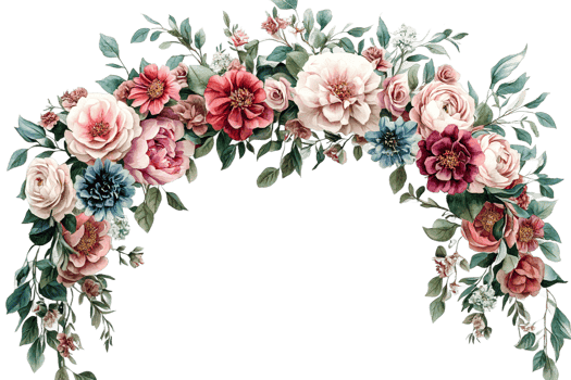 Beautiful floral arch design with various blossoms png