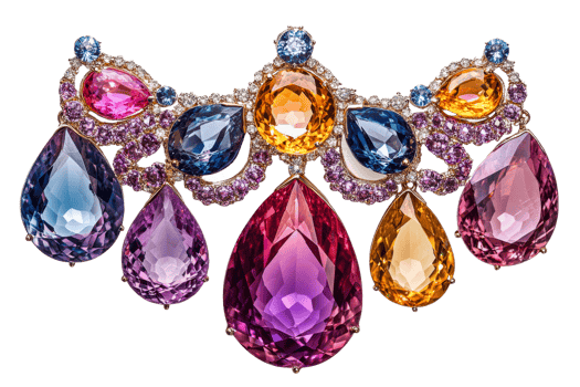 Colorful gemstone brooch with unique design elements png