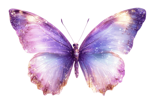 Beautiful purple butterfly with dreamy glitter effect png