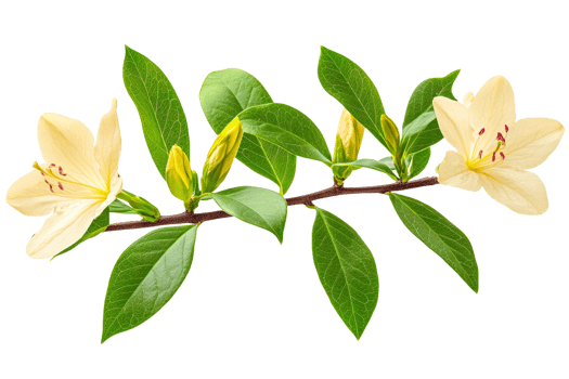 Yellow flowers with green leaves on a transparent background png