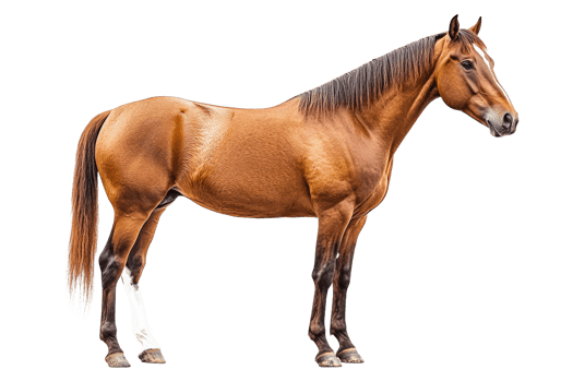 Stunning chestnut horse standing gracefully in profile png
