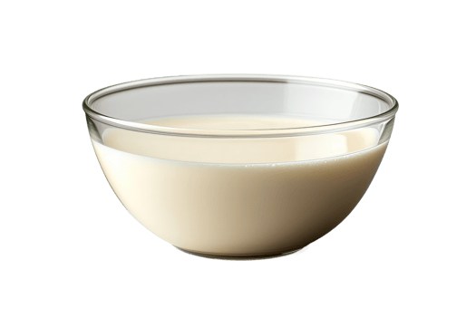 Creamy liquid in a clear bowl on a transparent bg png