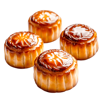 Delicious Golden Brown Mooncakes with Glazing Finish on Isolated Background png