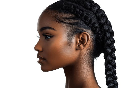 Elegant profile of a young woman with braided hair png