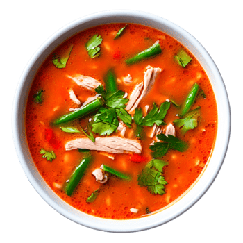 Delicious Chicken Soup with Fresh Vegetables and Herbs in Bowl png
