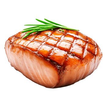 Grilled Salmon Fillet with Green Chives and Glazed Surface png