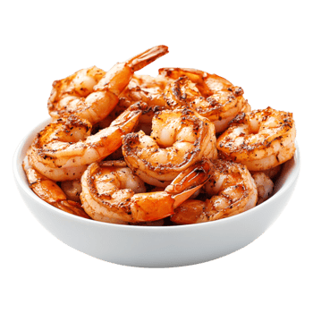 Grilled Shrimp in Bowl with Spices and Seasoning on png