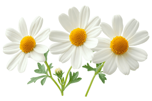 Beautiful white daisies on transparent background png