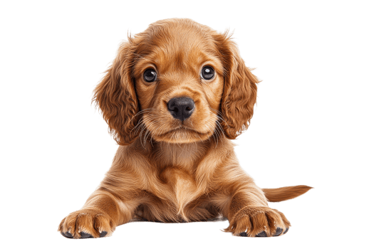 Cute puppy with curly fur and big eyes looking curious png