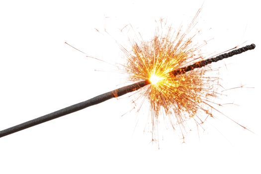 Sparkler bright sparks on transparent background png