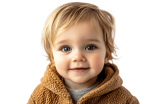 Happy child with blue eyes wearing cozy sweater png