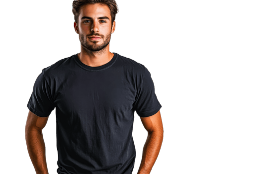 Young man in black t shirt posing for portrait png