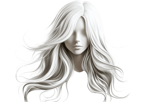 Elegant white hairstyle with flowing strands png