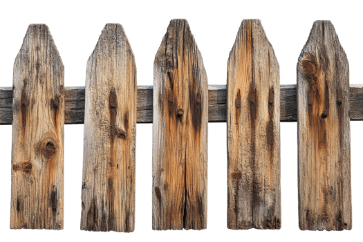 Wooden fence panels with natural weathered texture png
