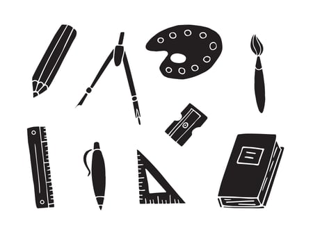 Set bundle of hand drawn doodle sketch school office chancellery on white background vector