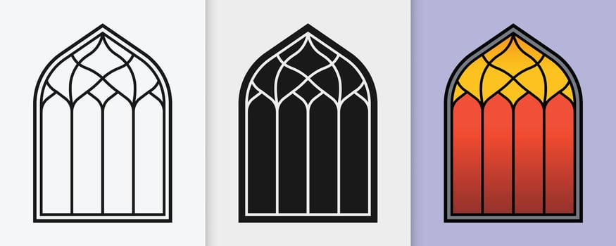 Traditional Islamic window outline and silhouette collection in flat style for Ramadan and Eid vector