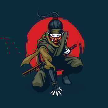 ninja girl with sword vector